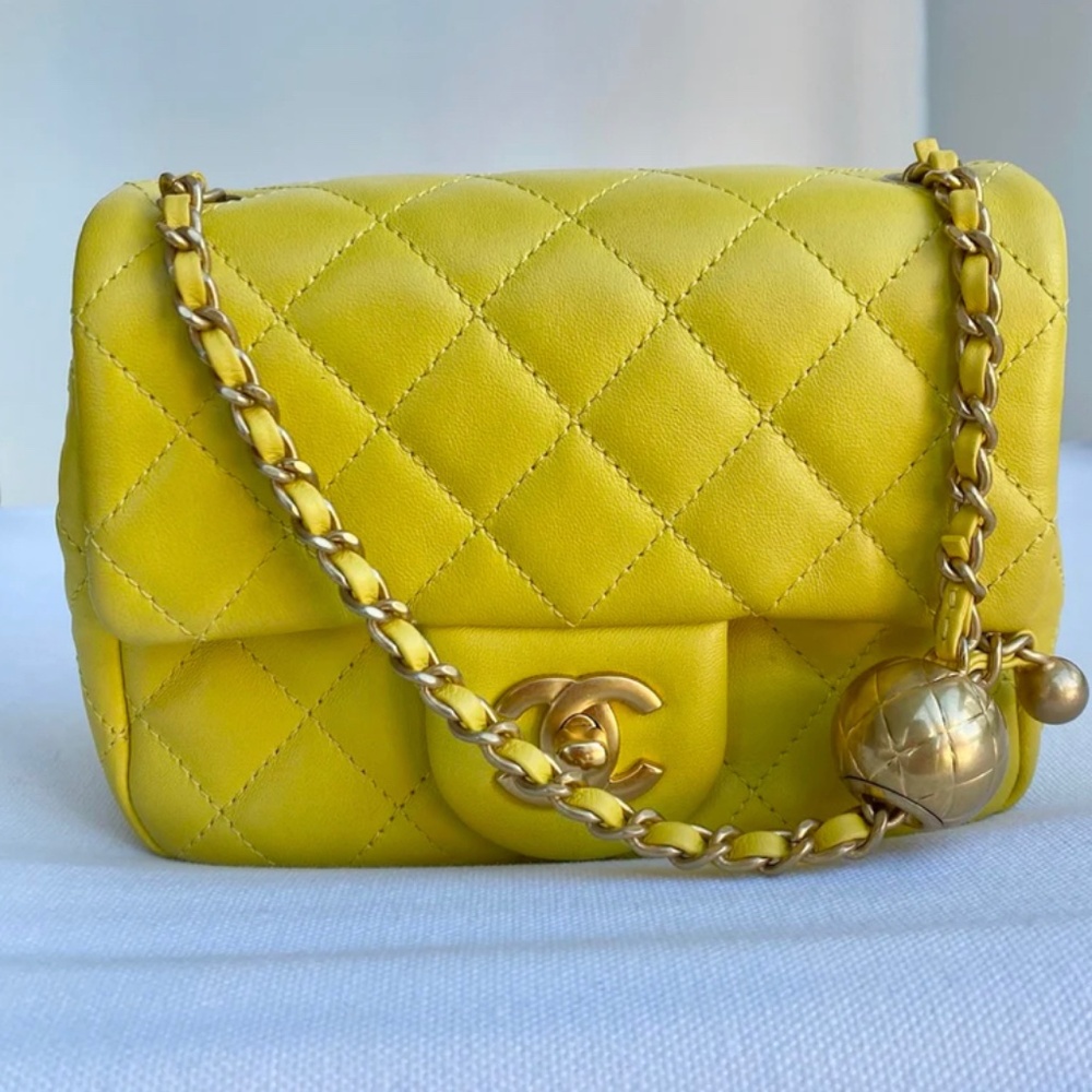 Authentic Chanel CoCo Crush Mini Bag Yellow
